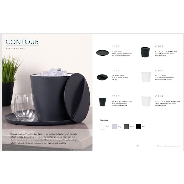 Hapco-Elmar Contour & Eco Contour Ice Bucket Liner, White, PK 36 - C105WHT