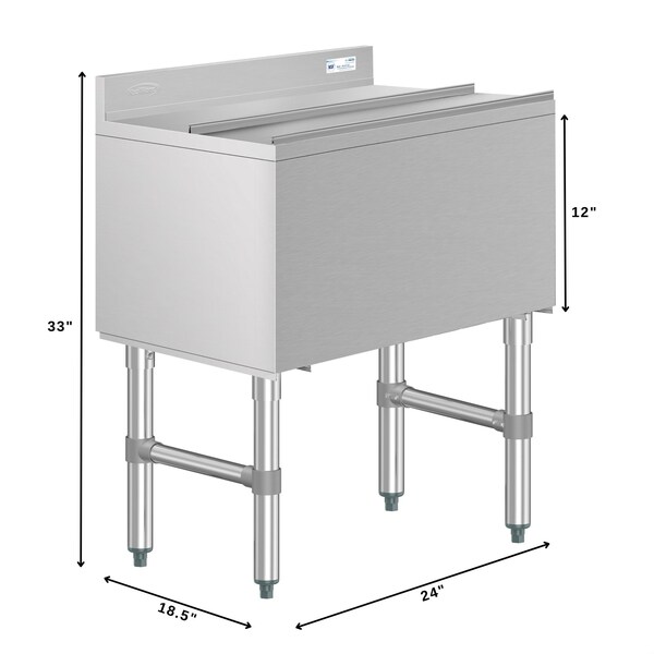 Koolmore 24 in. Commercial Underbar Ice Bin with Siding Lid in Stainless Steel KM-UIB-1824 - KM-UIB-1824