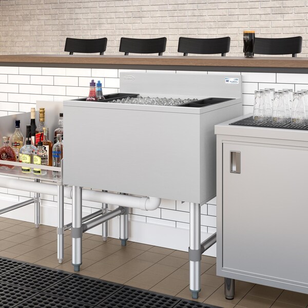 Koolmore 24 in. Commercial Underbar Ice Bin with Siding Lid in Stainless Steel KM-UIB-1824 - KM-UIB-1824