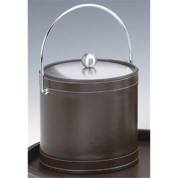 Sharptools Stitched Brown 3 Quart Ice Bucket with Bale Handle and Metal Cover - SH88574