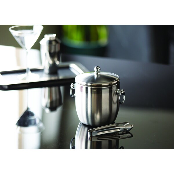Service Ideas Ice Bucket, Stainless Steel with Shiny Band, 1.3L - IB13BS