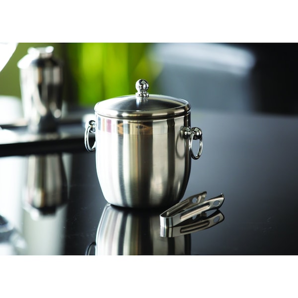 Service Ideas Ice Bucket, Stainless Steel with Shiny Band, 1.3L - IB13BS