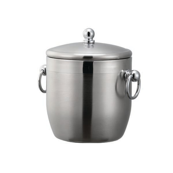 Service Ideas Ice Bucket, Stainless Steel with Shiny Band, 1.3L - IB13BS