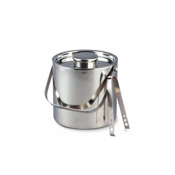 Elegance Silver 3 qt Stainless Steel Ice Bucket w/ Tongs - 72588