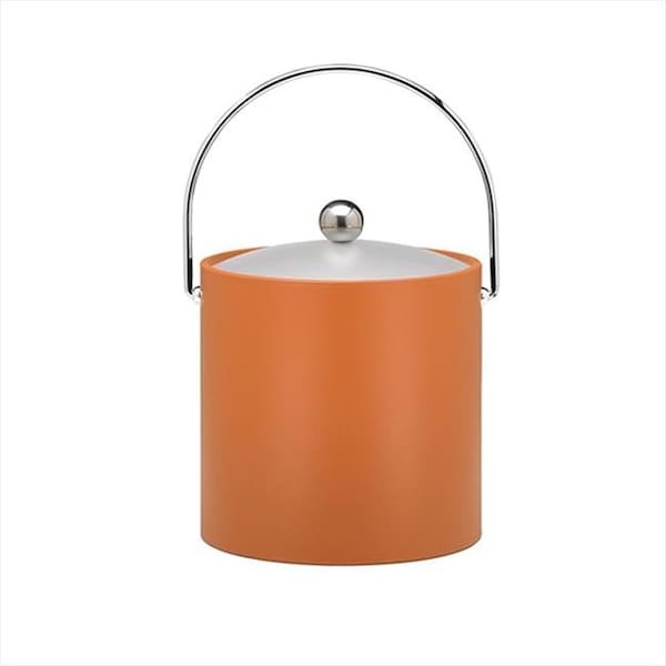Sharptools B.C. Spicy Orange 3 Quart Ice Bucket- Chrome Bale Handle- Chrome Flat Knob- Frosted Vinyl Lid - SH6021