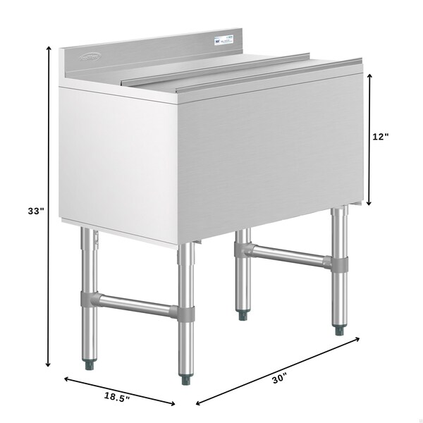Koolmore 30 in. Commercial Underbar Ice Bin with Siding Lid in Stainless Steel KM-UIB-1830 - KM-UIB-1830