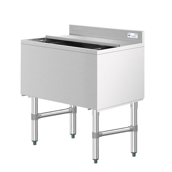Koolmore 30 in. Commercial Underbar Ice Bin with Siding Lid in Stainless Steel KM-UIB-1830 - KM-UIB-1830