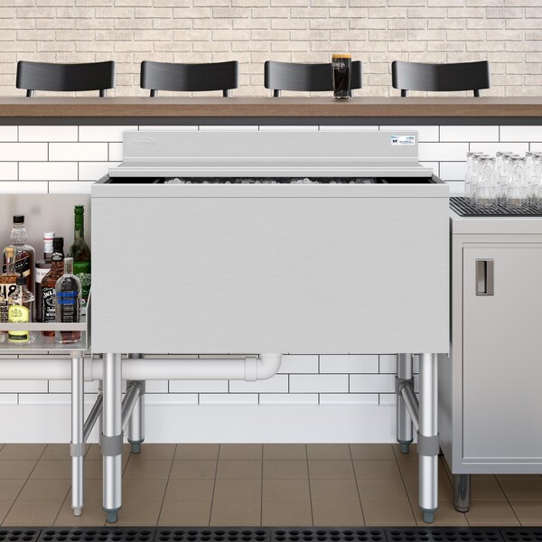 Koolmore 30 in. Commercial Underbar Ice Bin with Siding Lid in Stainless Steel KM-UIB-1830 - KM-UIB-1830