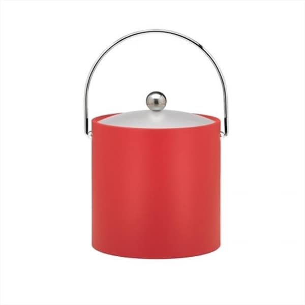 Sharptools B.C. Red 3 Quart Ice Bucket- Chrome Bale Handle- Chrome Flat Knob- Frosted Vinyl Lid - SH344888