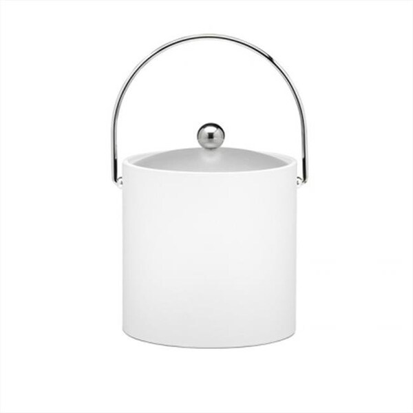 Sharptools B.C. White 3 Quart Ice Bucket- Chrome Bale Handle- Chrome Flat Knob- Frosted Vinyl Lid - SH650977