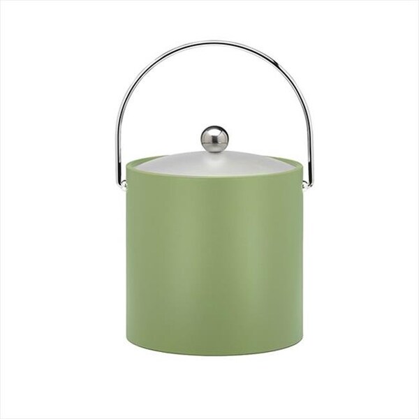 Sharptools B.C. Mist Green 3 Quart Ice Bucket- Chrome Bale Handle- Chrome Flat Knob- Frosted Vinyl Lid - SH344259