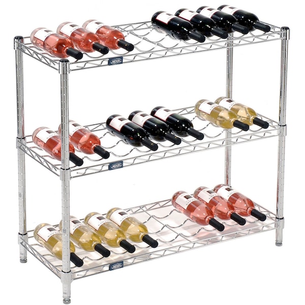Nexel Wine Bottle Rack, 27 Bottle 36inW x 14inD x 34inH, Chrome - 797142