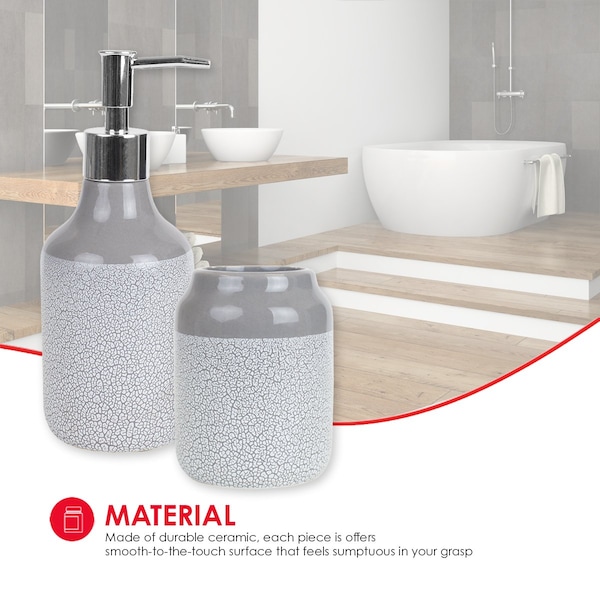 Hds Trading Le Bain Paris 2 Piece Ceramic Canister Set with Coordinating Ceramic Vanity Tray, White - ZOR95897