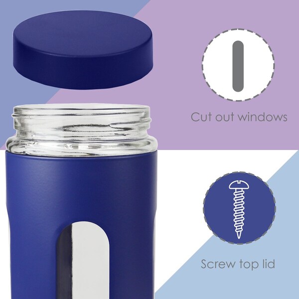 Hds Trading 4 Piece Stainless Steel Canisters with Multiple PeekThrough Windows, Navy - ZOR95967