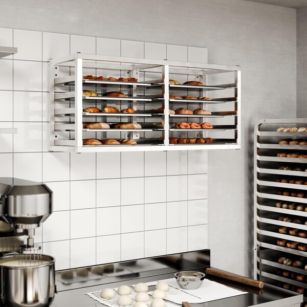 Amgood Wall Mounted Sheet / Bun Pan Rack 40in x 13in x 18in. Fits 10 Half Size Pans. NSF - BPR WM-HALF-10-Z