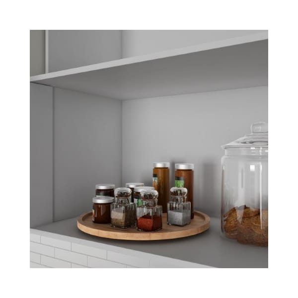 Hastings Home Lazy Susan, All-Natural Bamboo Round Single Tier Turntable Kitchen with 14-inch Diameter Display - 916446LHH