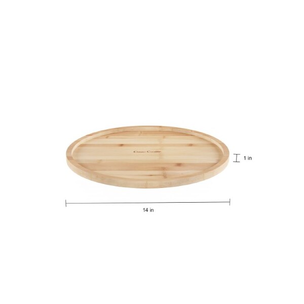 Hastings Home Lazy Susan, All-Natural Bamboo Round Single Tier Turntable Kitchen with 14-inch Diameter Display - 916446LHH