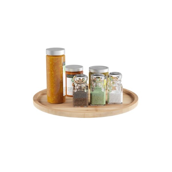 Hastings Home Lazy Susan, All-Natural Bamboo Round Single Tier Turntable Kitchen with 14-inch Diameter Display - 916446LHH