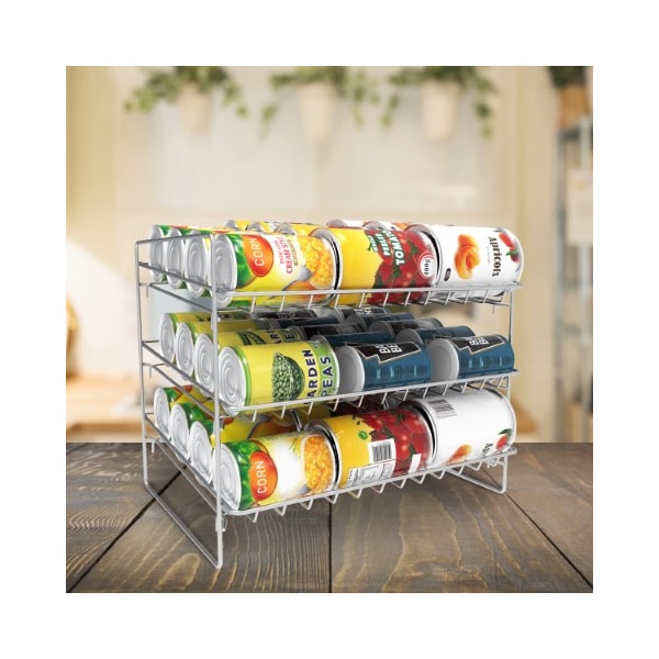 Hastings Home 3-Tier Can Dispenser Organizer Holds 36 Standard Jars, Food or Soda Cans for Kitchen Pantry, Cabinet - 847505UPP