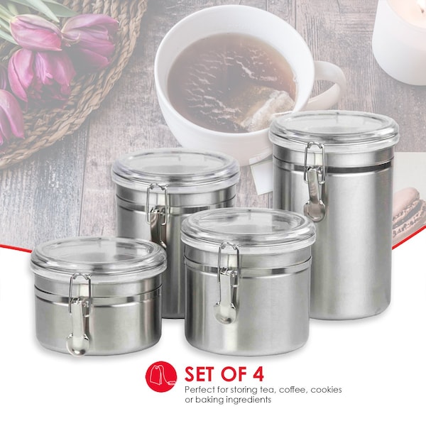 Hds Trading 4 Piece Stainless Steel Canister Set - ZOR96031