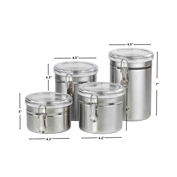 Hds Trading 4 Piece Stainless Steel Canister Set - ZOR96031