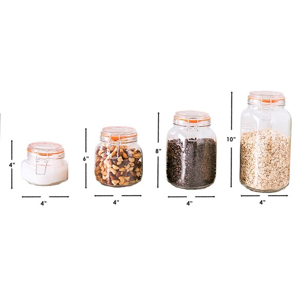 Hds Trading 4 Piece Glass Canister Set, Clear - ZOR95963