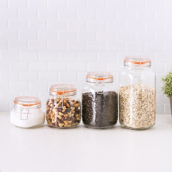 Hds Trading 4 Piece Glass Canister Set, Clear - ZOR95963