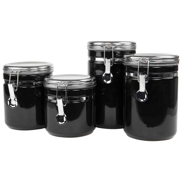 Hds Trading 4 Piece  Canister Set with Stainless Steel Tops - ZOR95951
