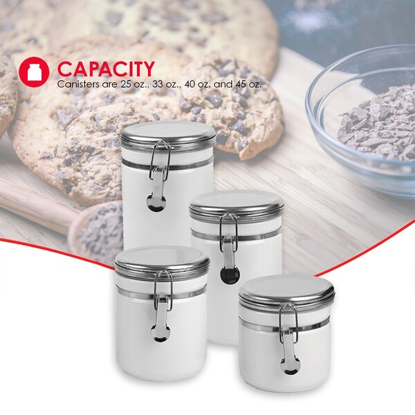 Hds Trading 4 Piece  Canister Set with Stainless Steel Tops - ZOR95951