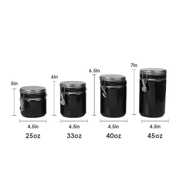 Hds Trading 4 Piece  Canister Set with Stainless Steel Tops - ZOR95951