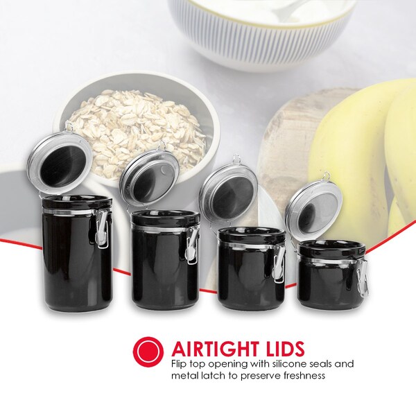 Hds Trading 4 Piece  Canister Set with Stainless Steel Tops - ZOR95951