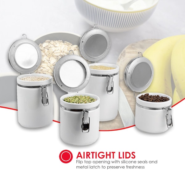 Hds Trading 4 Piece  Canister Set with Stainless Steel Tops - ZOR95952