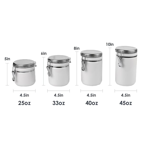 Hds Trading 4 Piece  Canister Set with Stainless Steel Tops - ZOR95952