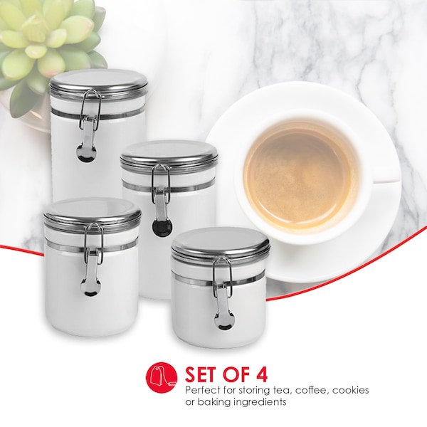 Hds Trading 4 Piece  Canister Set with Stainless Steel Tops - ZOR95952