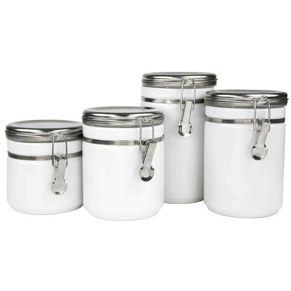 Hds Trading 4 Piece  Canister Set with Stainless Steel Tops - ZOR95952