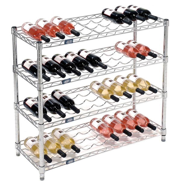 Nexel Wine Bottle Rack, 36 Bottle 36inW x 14inD x 34inH, Chrome - 797143