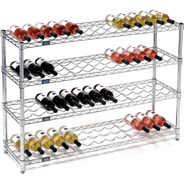 Nexel Wine Bottle Rack, 52 Bottle 48inW x 14inD x 34inH, Chrome - 797145