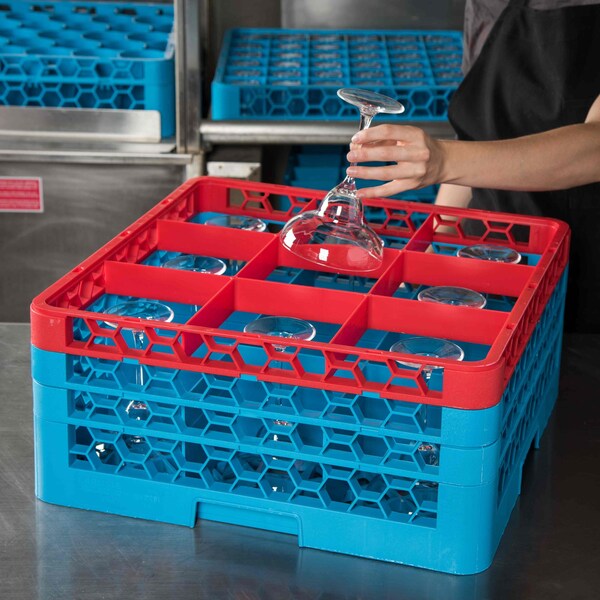 Carlisle Foodservice The 9 Compartment Divided Glass Rack - RG9-3C410