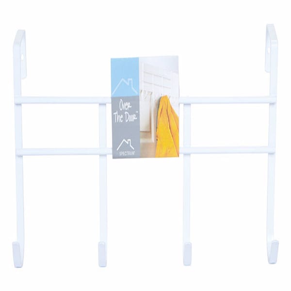 Spectrum Diversified Spectrum 13-3/4 in. L Semi Gloss White Steel Small Over the Door 4-Hook Rack 1 pk - 62500