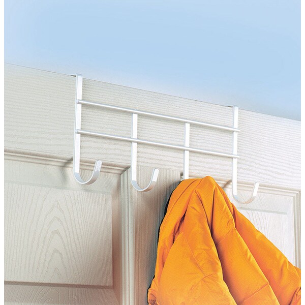 Spectrum Diversified Spectrum 13-3/4 in. L Semi Gloss White Steel Small Over the Door 4-Hook Rack 1 pk - 62500