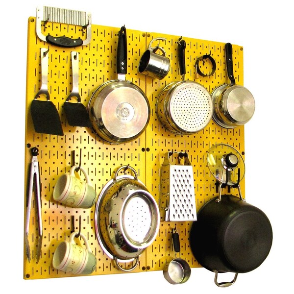 Wall Control Commercial Kitchen Pegboard Rack, Yellow/Black - 35-IKTH-200-YB