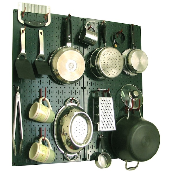 Wall Control Commercial Kitchen Pegboard Rack, Green/Red - 35-IKTH-200-GNR
