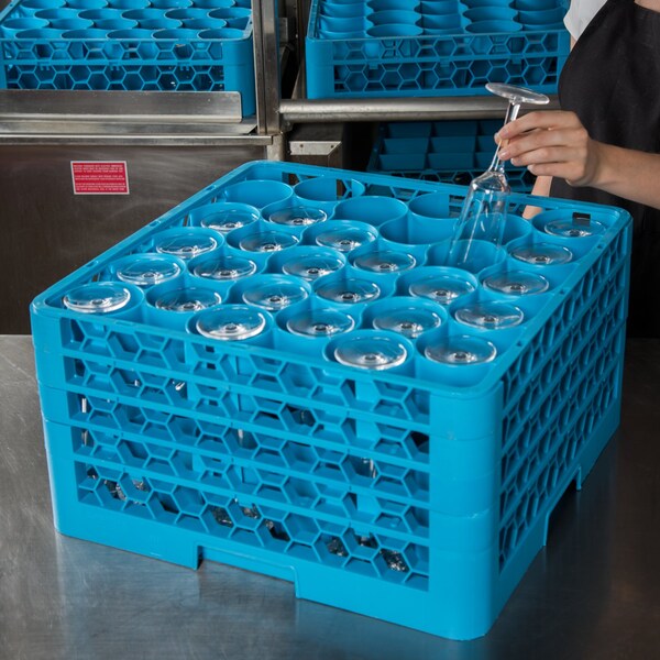 Carlisle Foodservice OptiClean Glass Rack w/3 Ext 30 Comp, PK2 - RW30-214