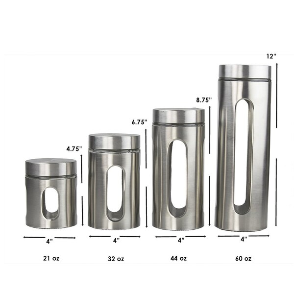 Hds Trading 4 Piece Stainless Steel Canister Set - ZOR95968