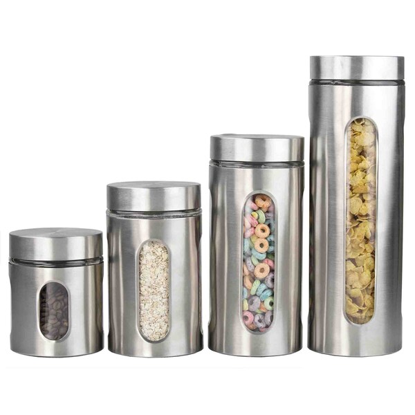 Hds Trading 4 Piece Stainless Steel Canister Set - ZOR95968