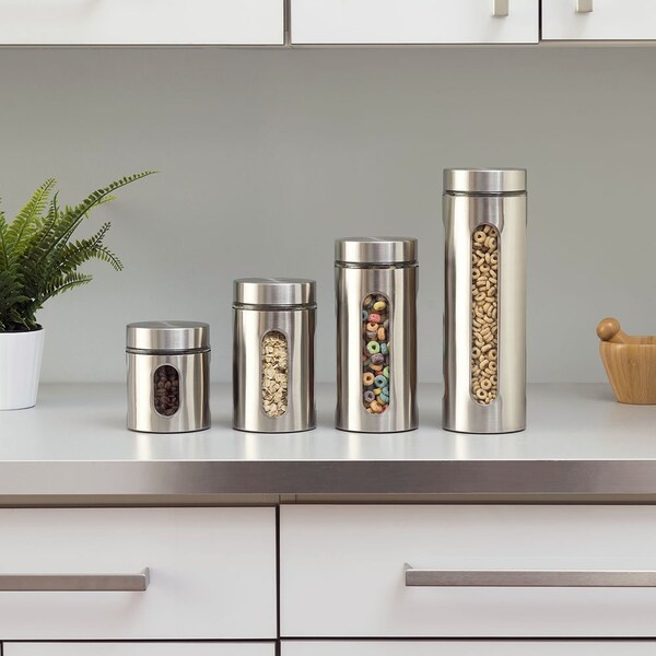 Hds Trading 4 Piece Stainless Steel Canister Set - ZOR95968