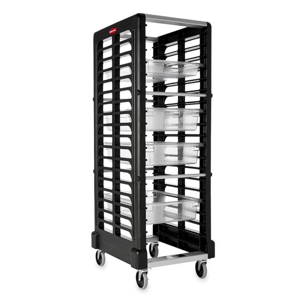 Rubbermaid Commercial End-Load Rack, 23 3/4x28 3/4x67 7/8, Black - FG332000BLA