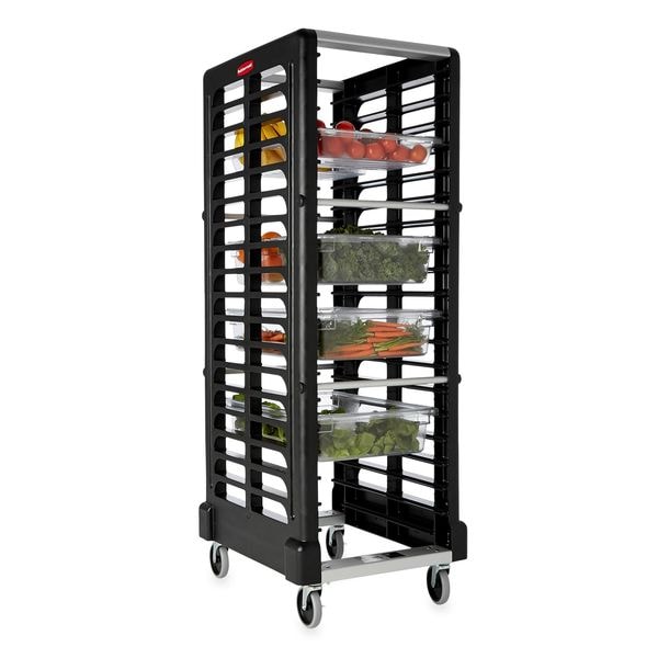 Rubbermaid Commercial End-Load Rack, 23 3/4x28 3/4x67 7/8, Black - FG332000BLA