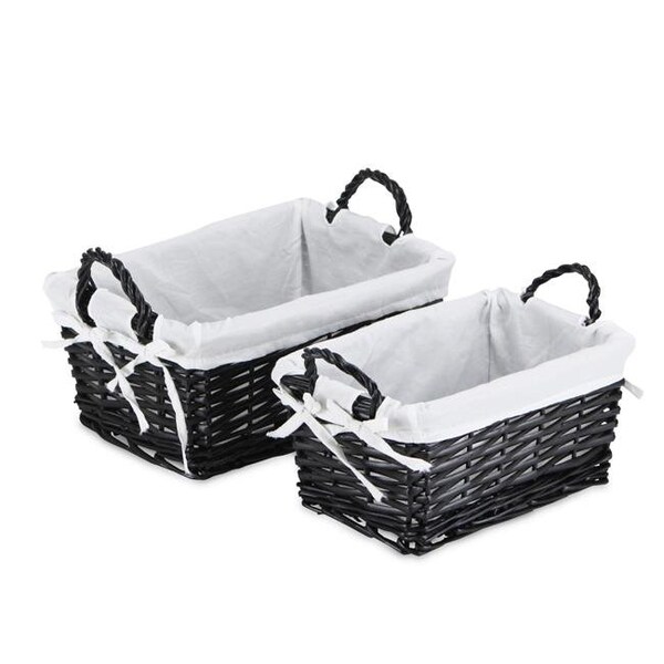 Cheungs Cheungs UW-9750-2BKL Willow Rectangular Storage with Liner; Black - Set of 2 - UW-9750-2BKL