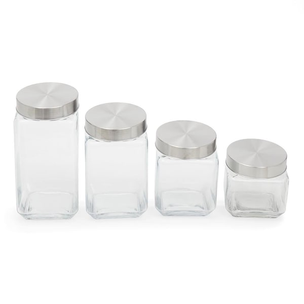 Hds Trading 4 Piece Canister Set with Stainless Steel Lids - ZOR95964